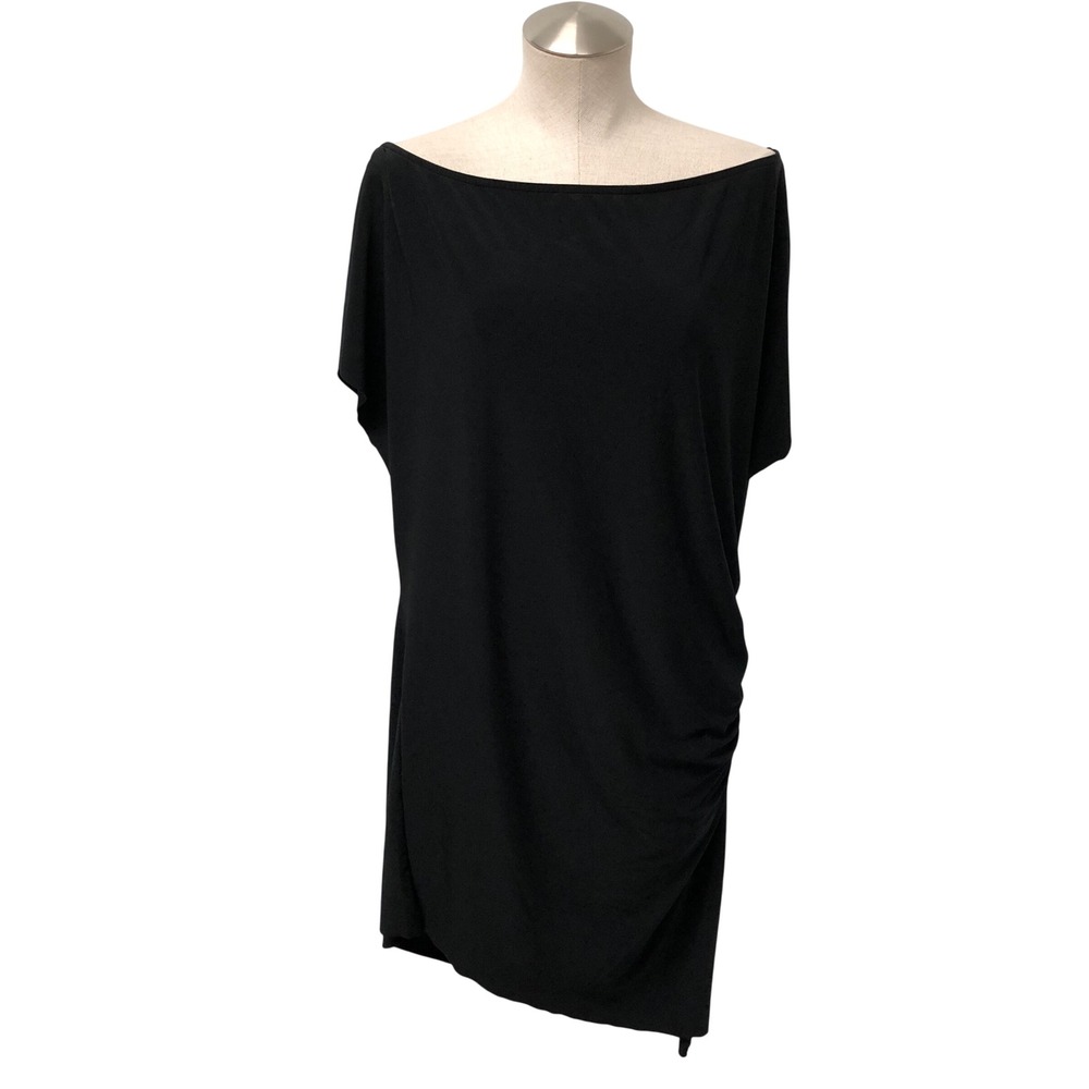 Magicsuit Swim Cover-Up Dress Womens Large Black Ruched Asymmetrical Boat Neck